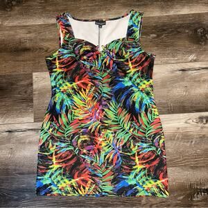 Bold Elements Cut to Curve women’s floral dress, sleeveless, form fitting, sz XL